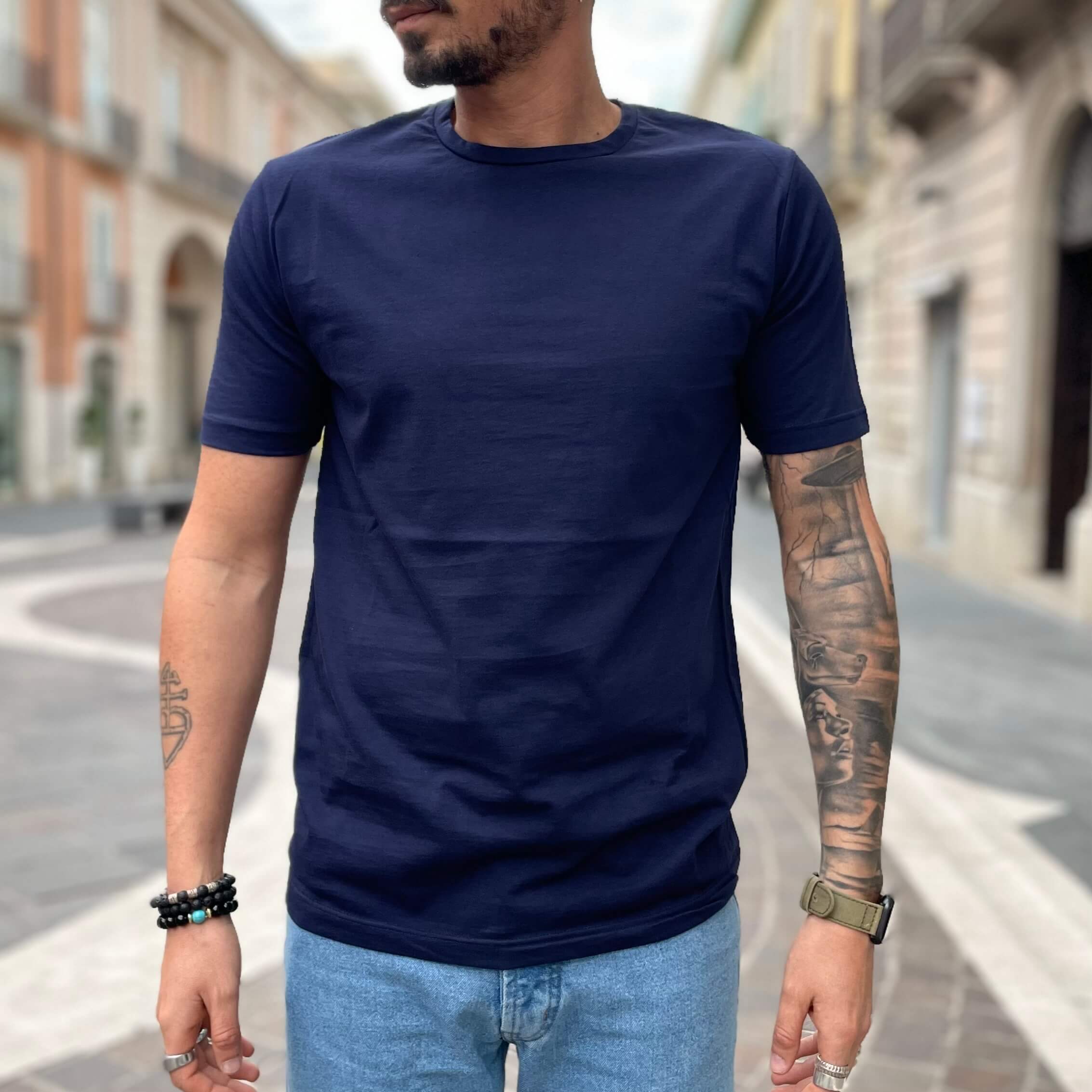 T-shirt blu basic slim 2.0 - FLAG STORE