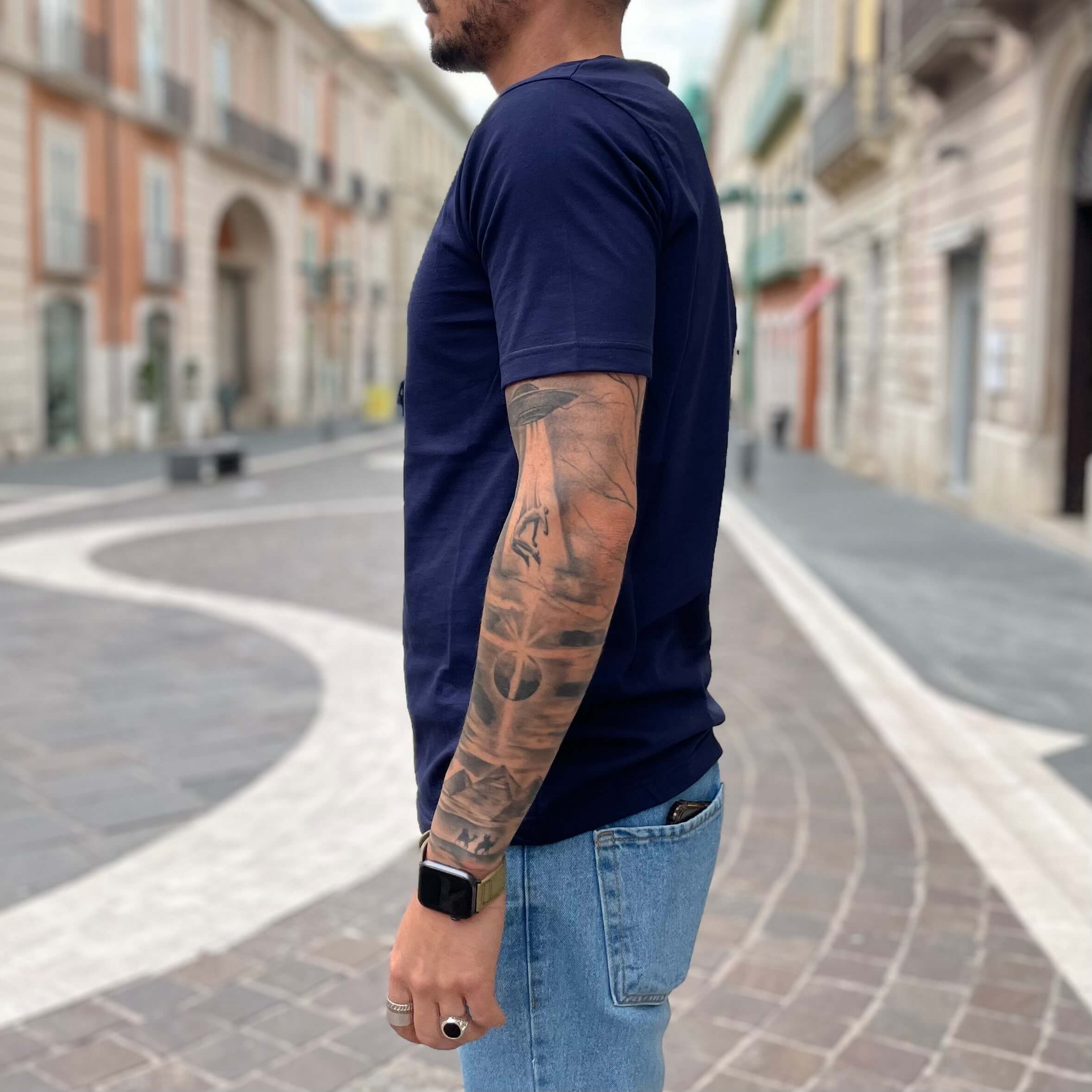 T-shirt blu basic slim 2.0 - FLAG STORE