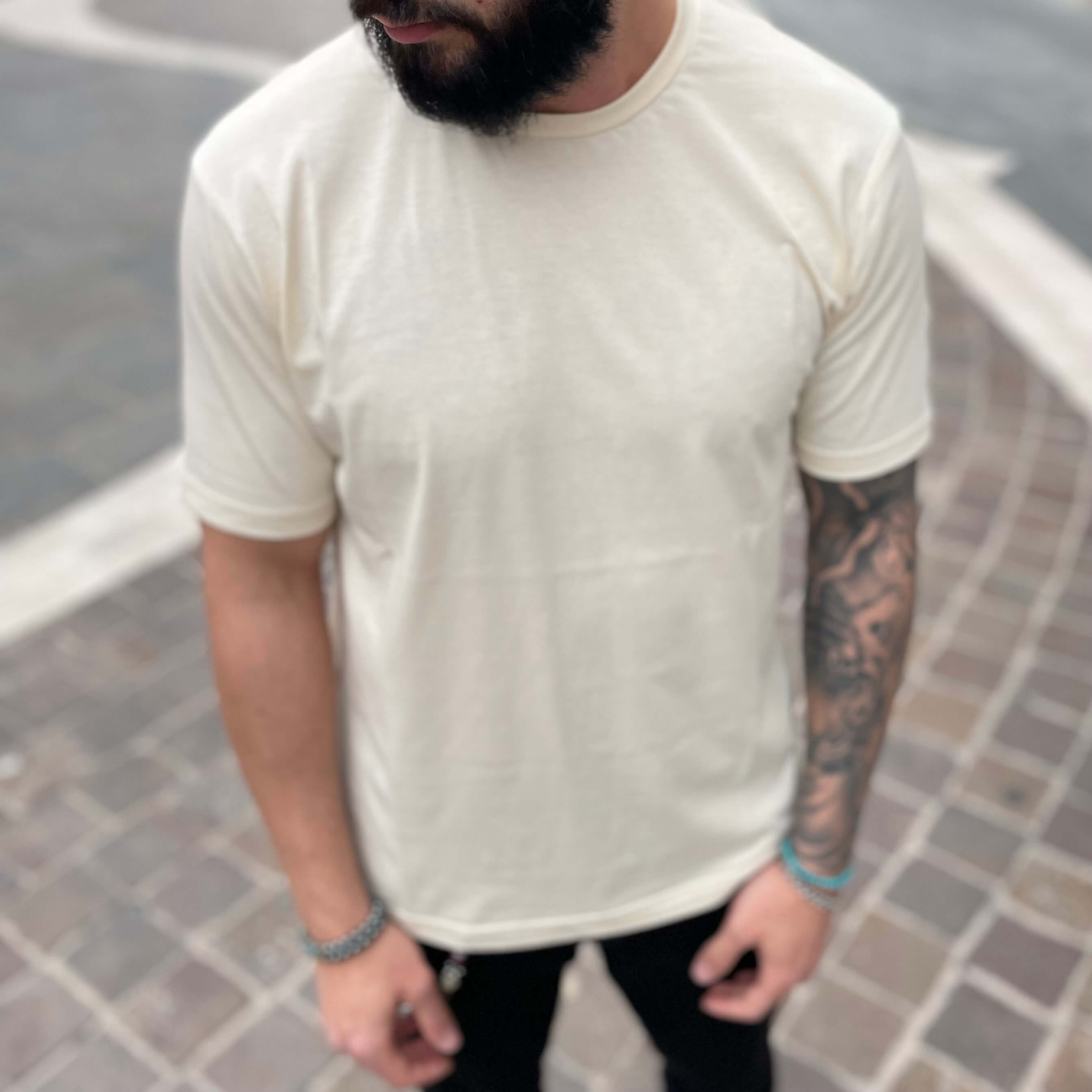 T-shirt crema basic slim 2.0 - FLAG STORE