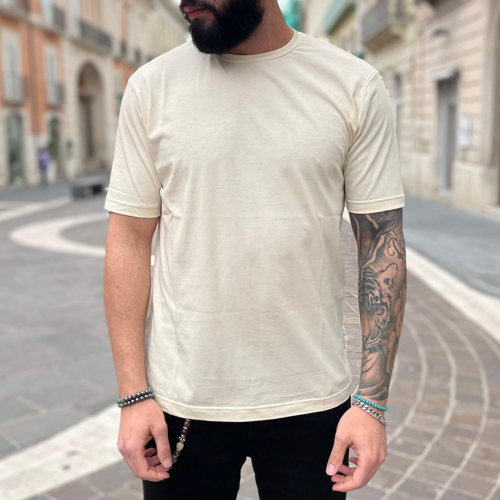 T-shirt crema basic slim 2.0 - FLAG STORE