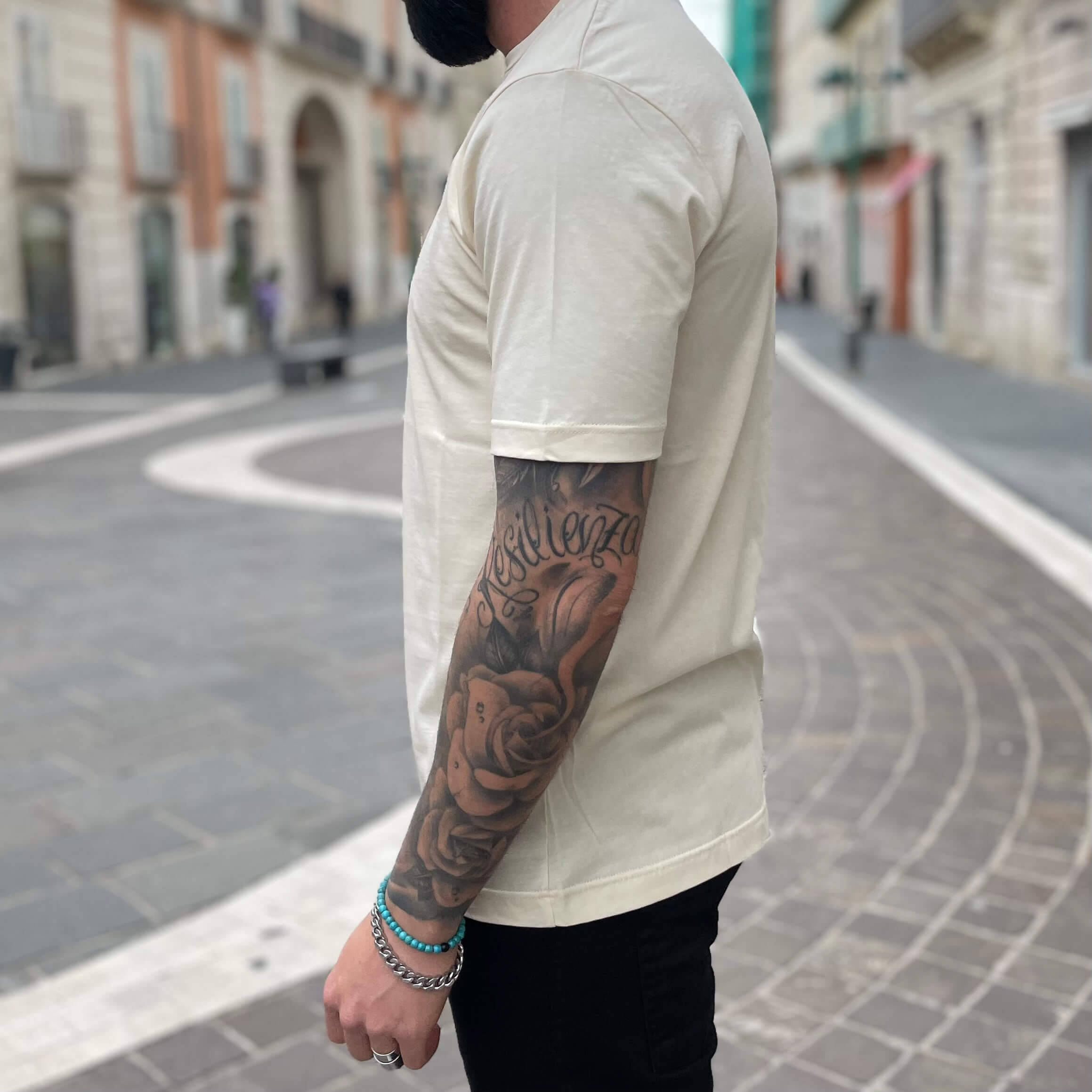 T-shirt crema basic slim 2.0 - FLAG STORE