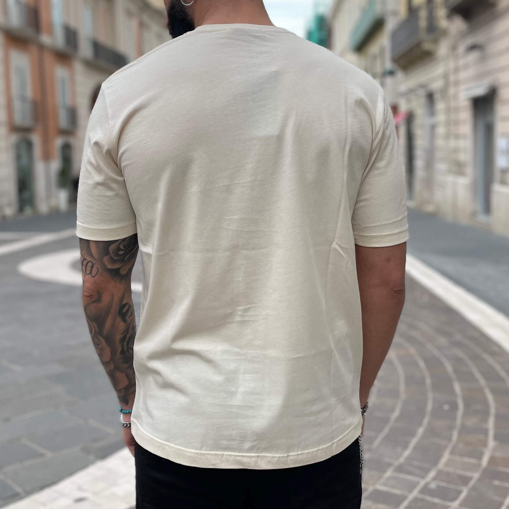 T-shirt crema basic slim 2.0 - FLAG STORE