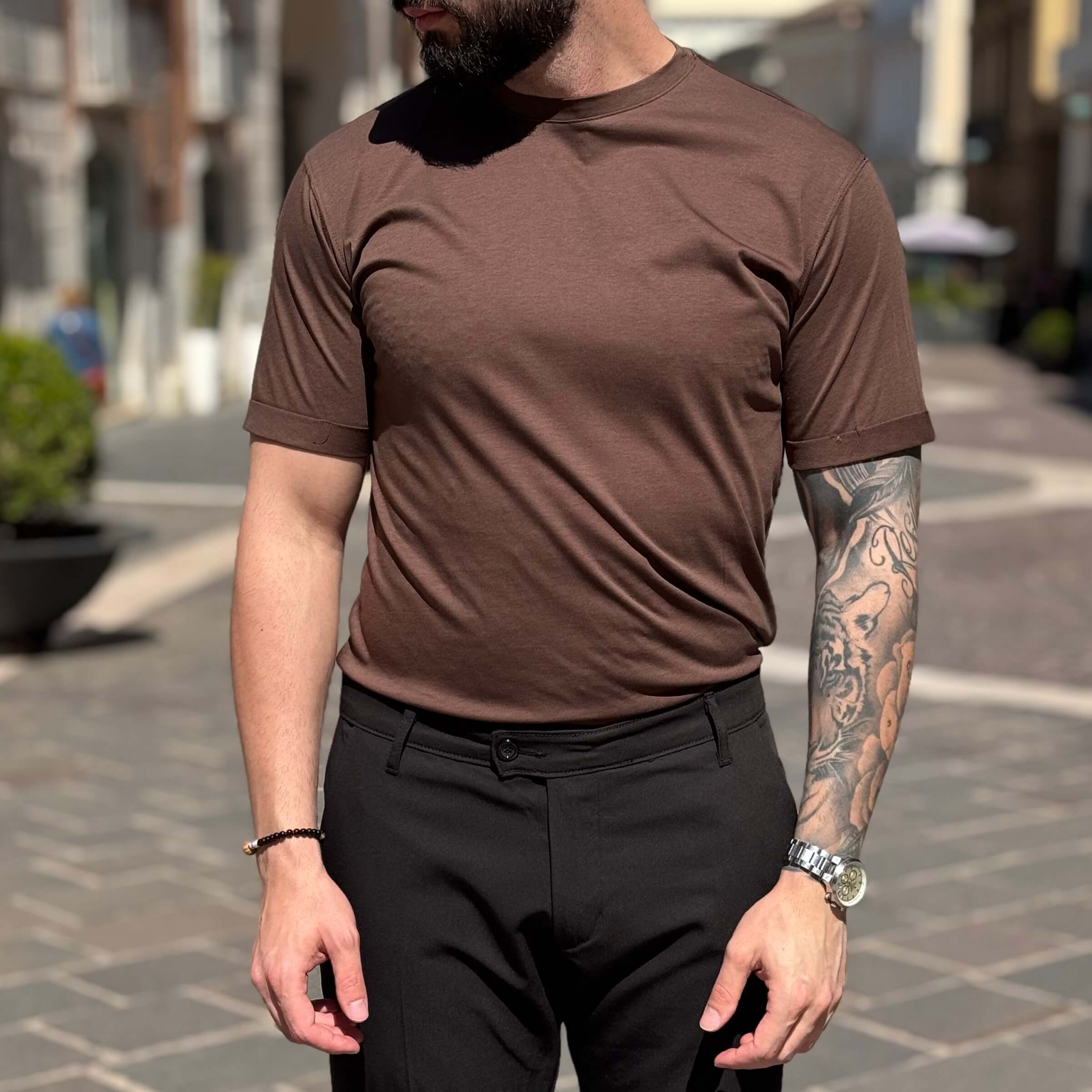 T-shirt in filo di scozia