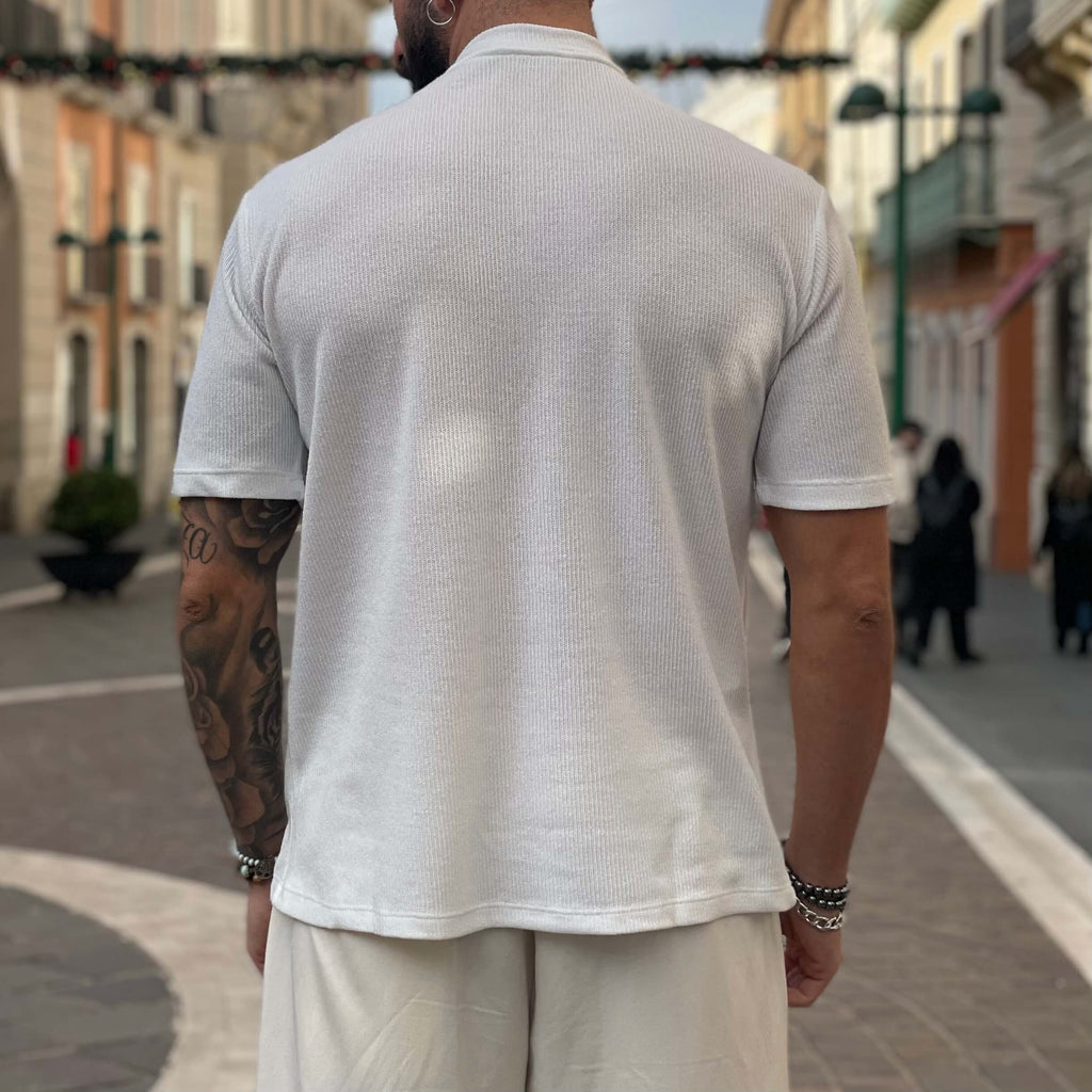 T-shirt in filo invernale bianca - FLAG STORE