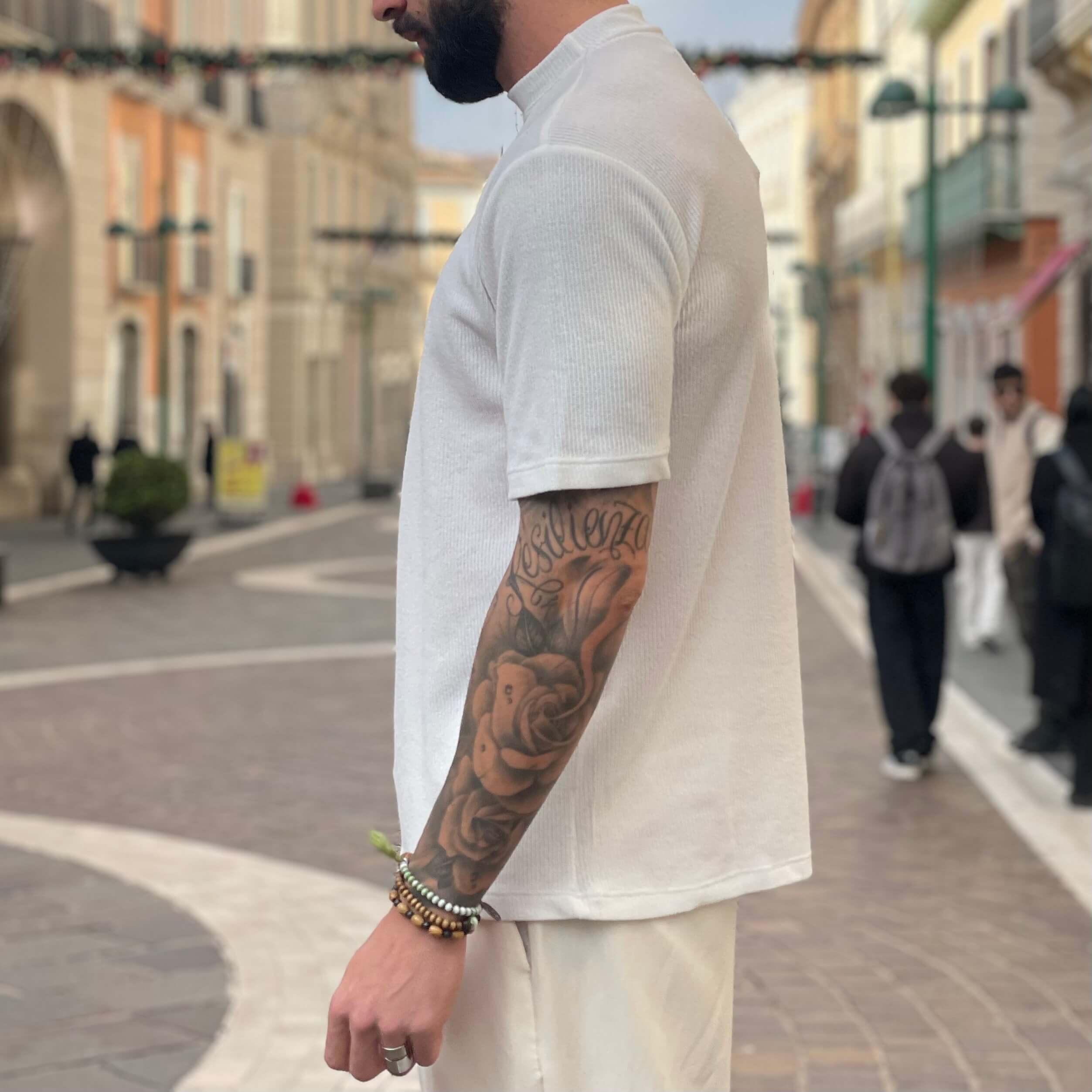 T-shirt in filo invernale bianca - FLAG STORE