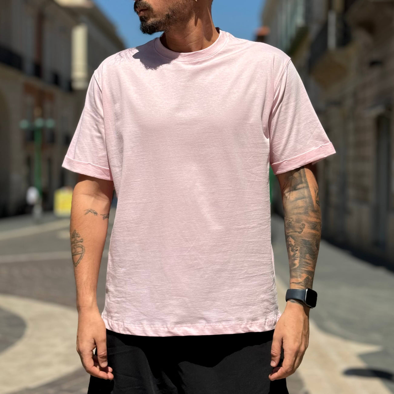 T-shirt rosa basic regolare - FLAG STORE