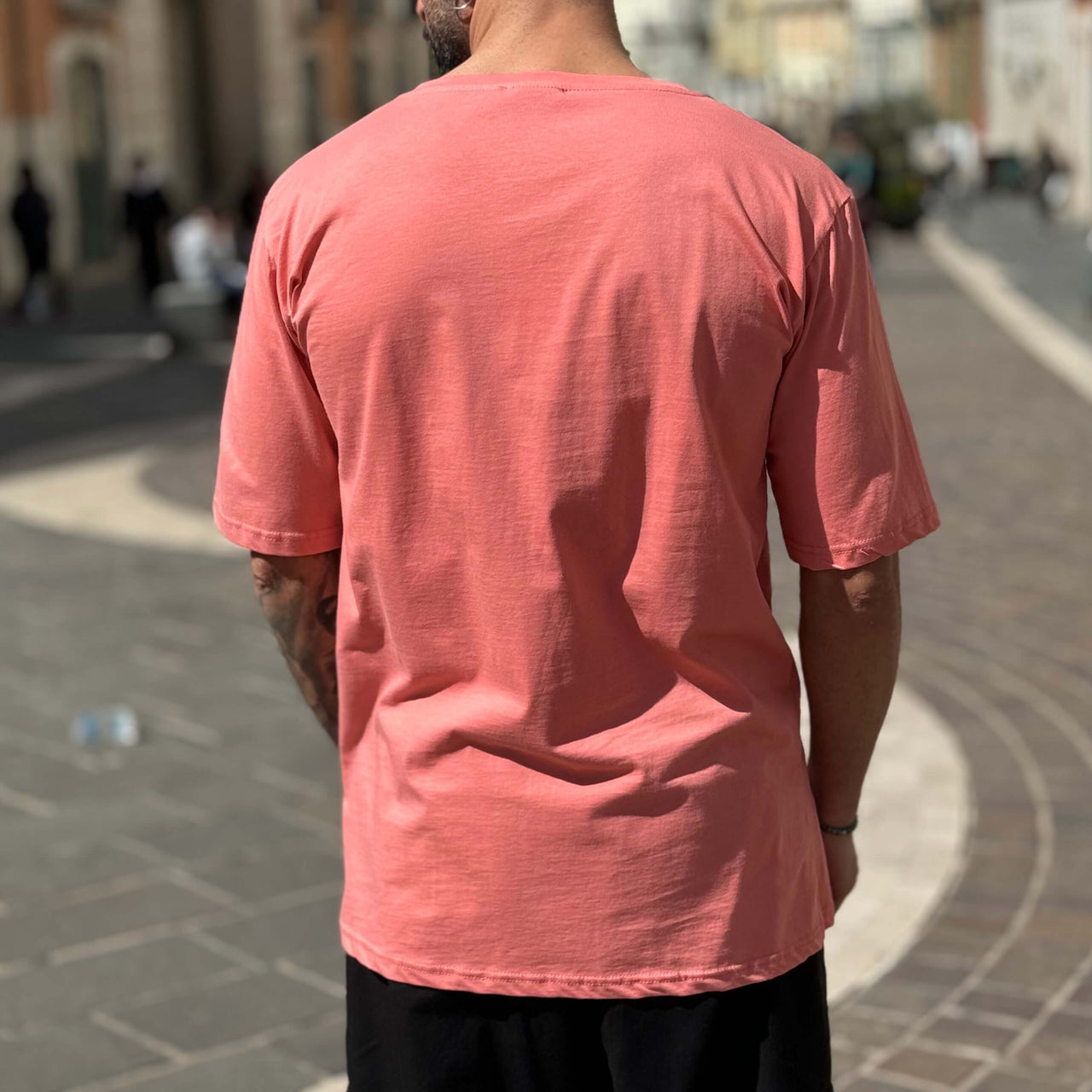 T-shirt rosa scollo a V - FLAG STORE