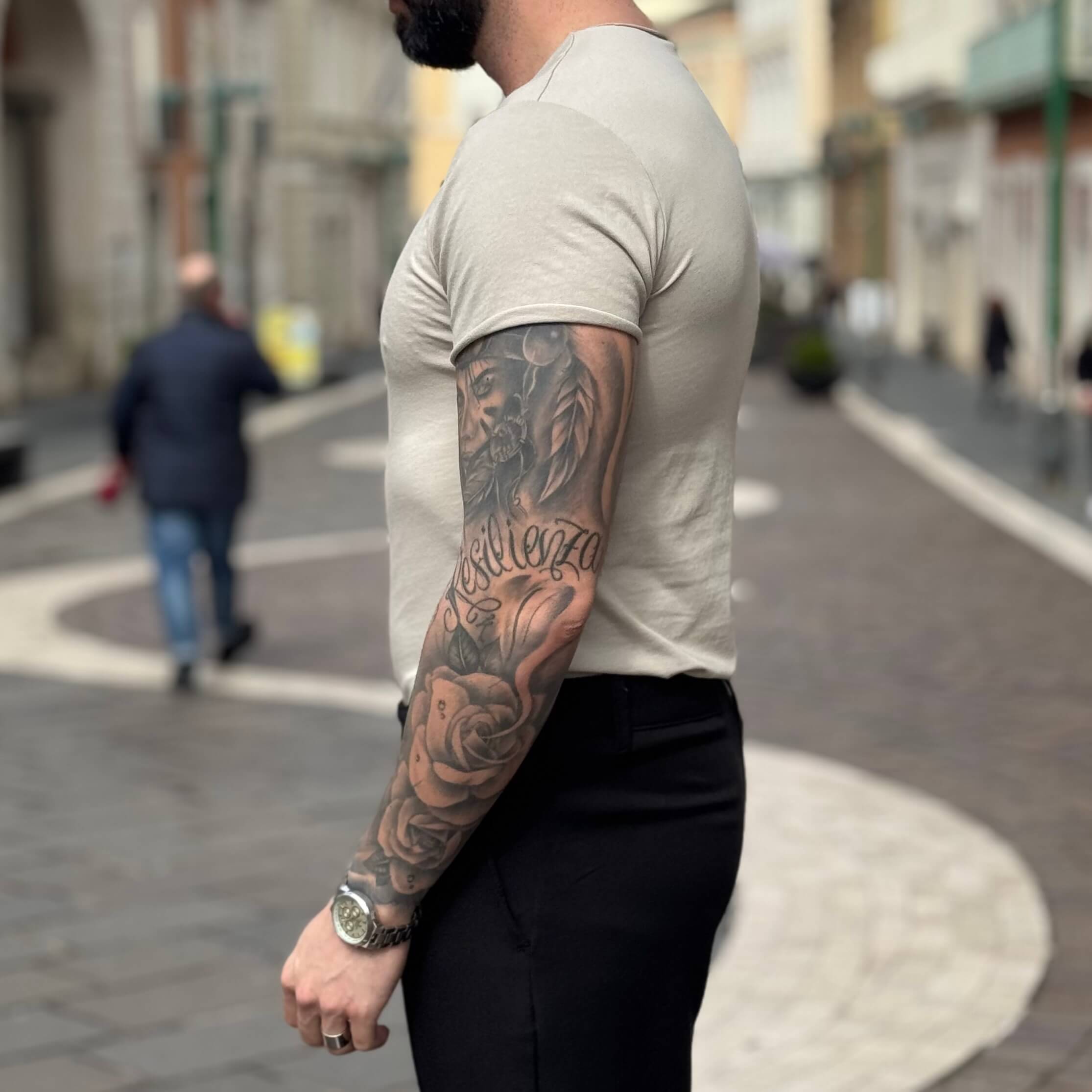 T-shirt sabbia scollo tondo taglio vivo - FLAG STORE