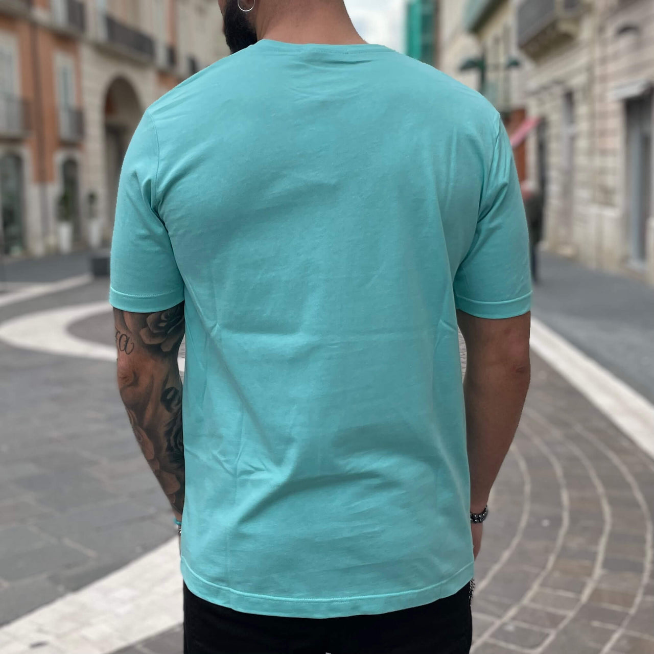 T-shirt verde acqua basic slim 2.0 - FLAG STORE