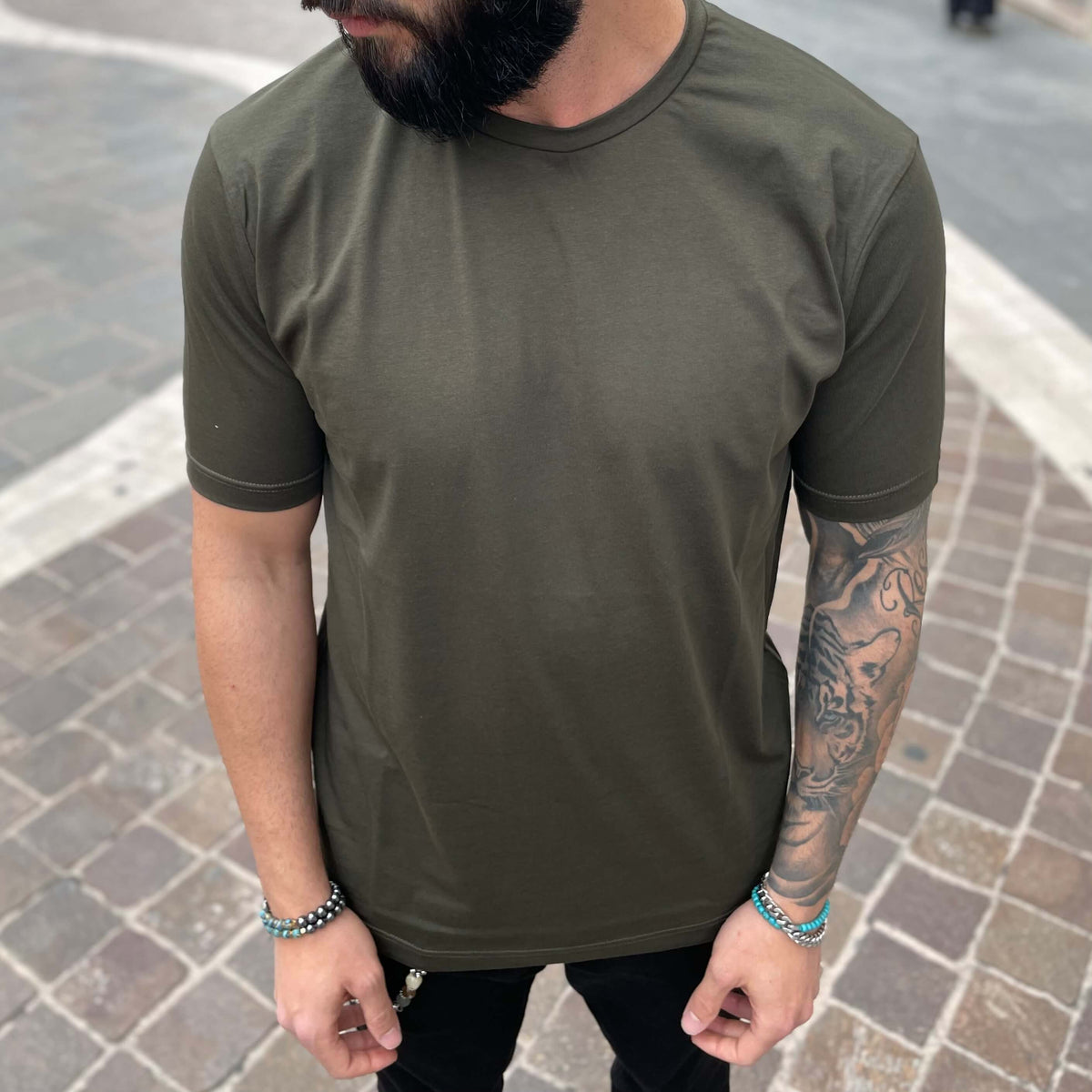 Military green basic slim 2.0 t-shirt - FLAG STORE