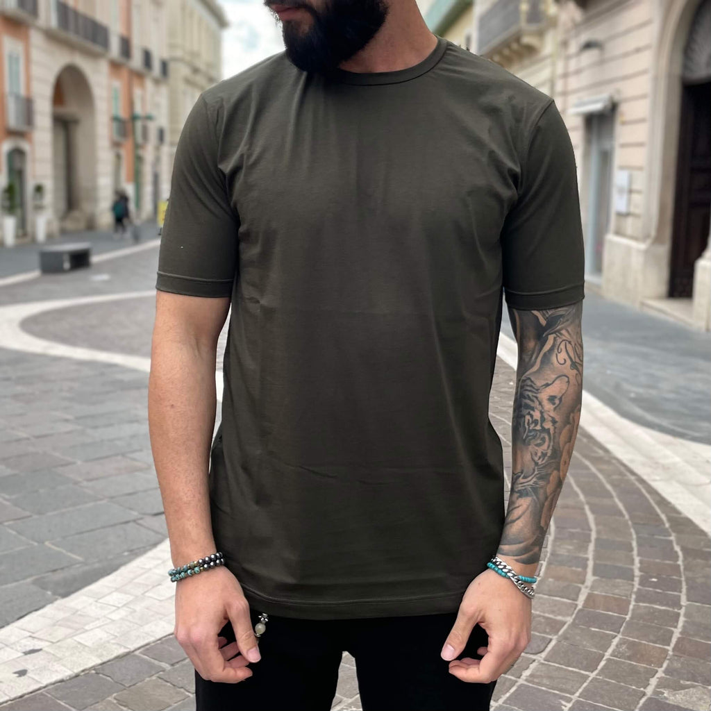 T-shirt verde militare basic slim 2.0 - FLAG STORE