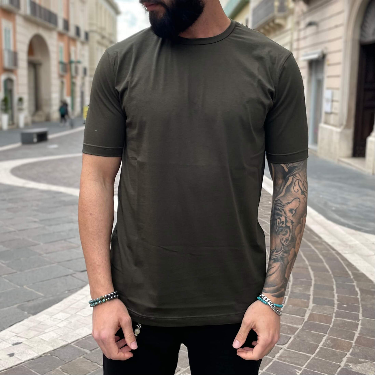 Military green basic slim 2.0 t-shirt - FLAG STORE