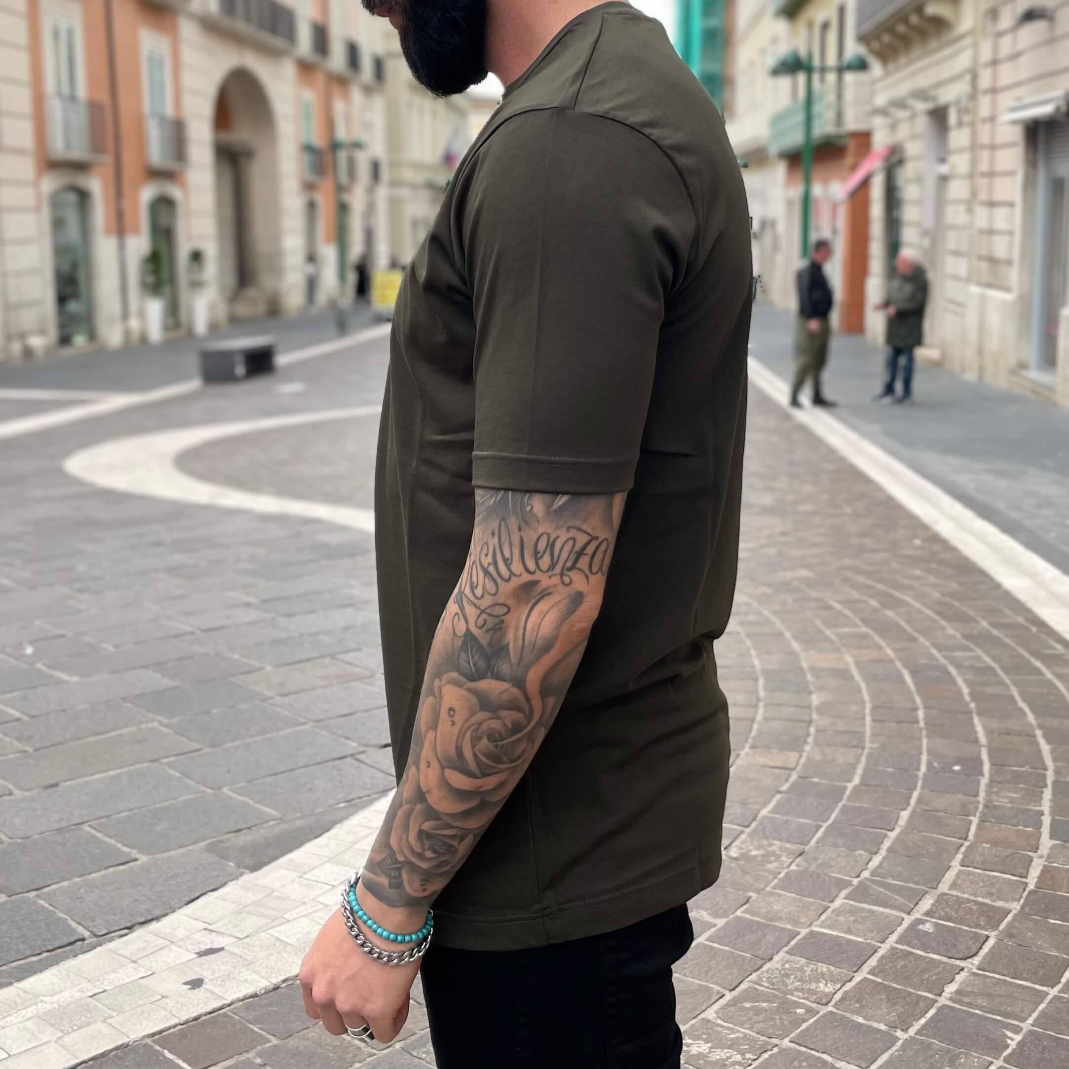 T-shirt verde militare basic slim 2.0 - FLAG STORE