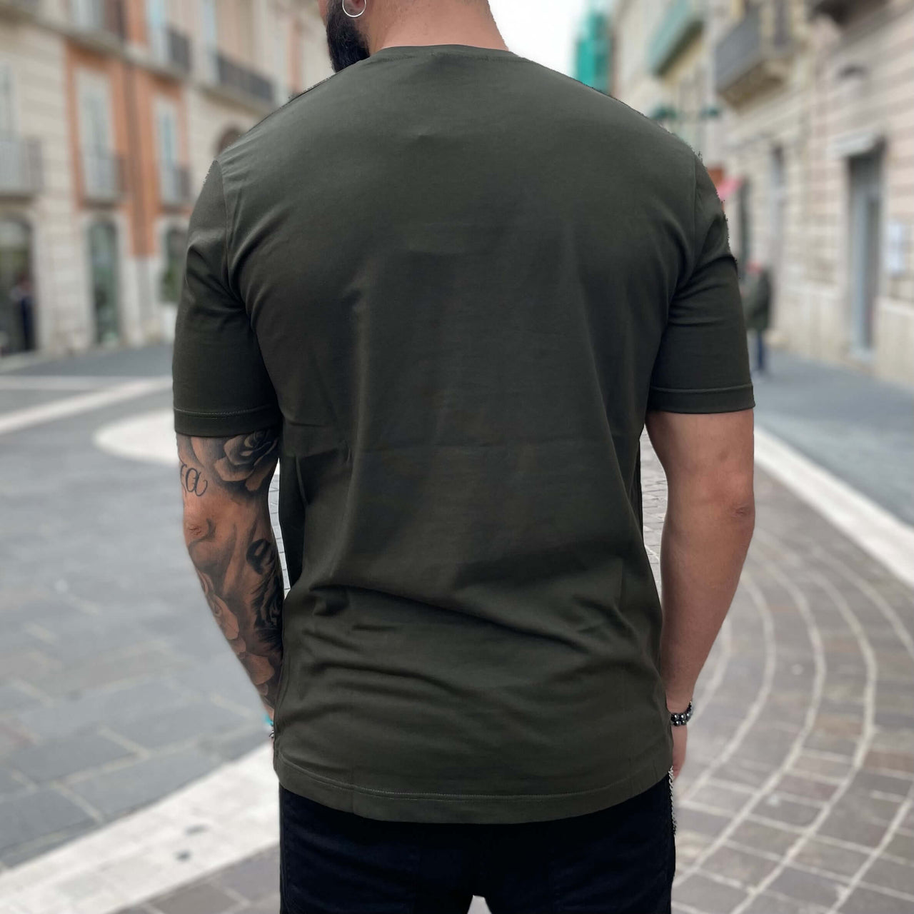 T-shirt verde militare basic slim 2.0 - FLAG STORE