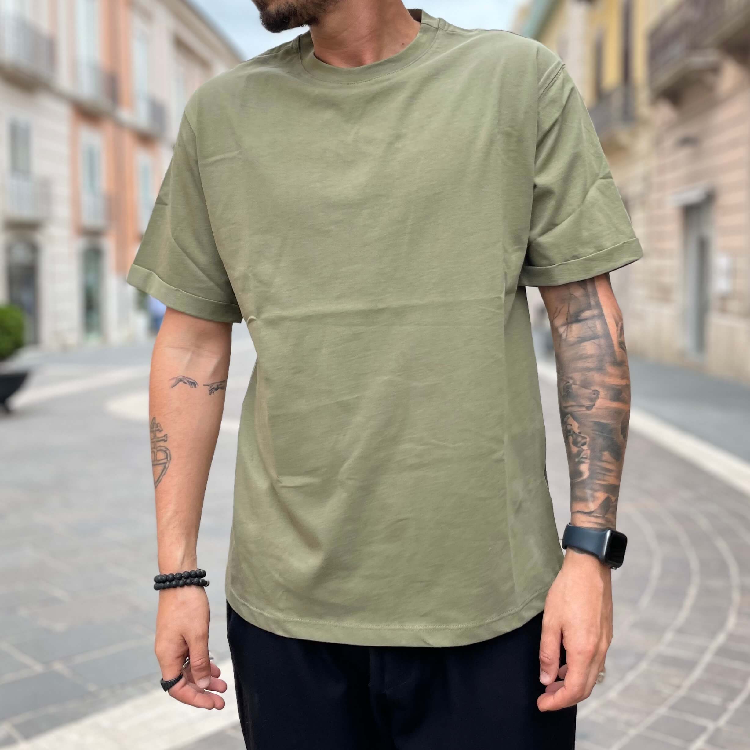 T-shirt verde oliva basic t.a. - FLAG STORE
