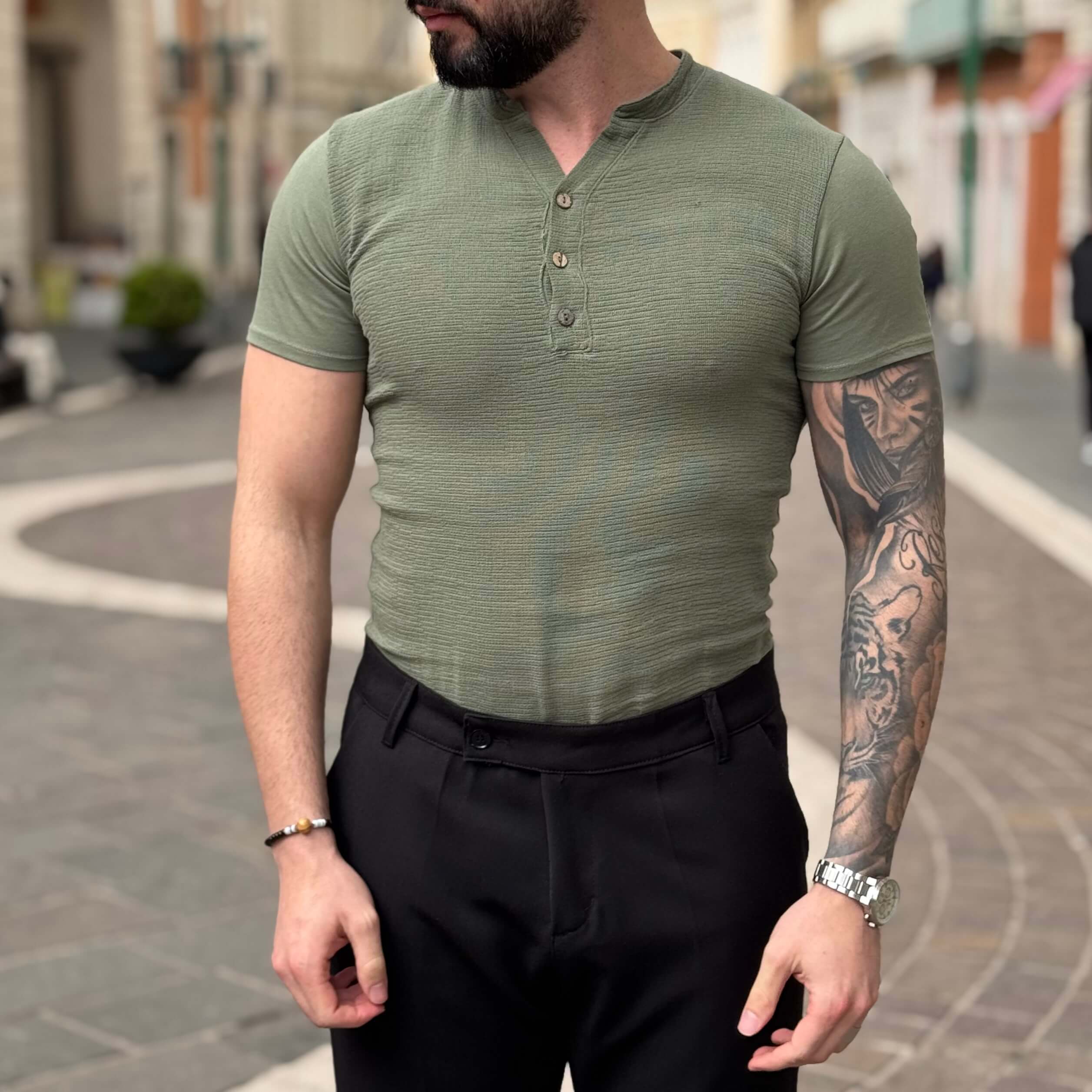 T-shirt verde serafino - FLAG STORE