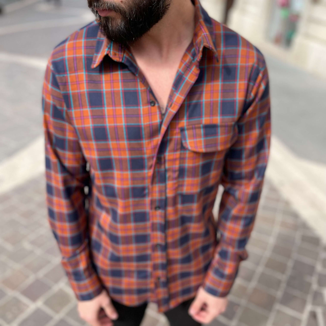 Camicia a quadri arancione - FLAG STORE