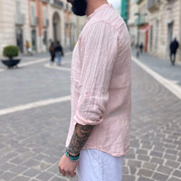 Thumbnail for Camicia di lino rosa collo coreano 2.0 - FLAG STORE