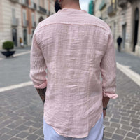 Thumbnail for Camicia di lino rosa collo coreano 2.0 - FLAG STORE