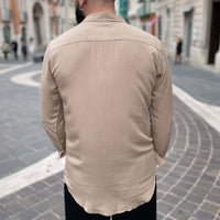 Thumbnail for Camicia slim in viscosa beige - FLAG STORE