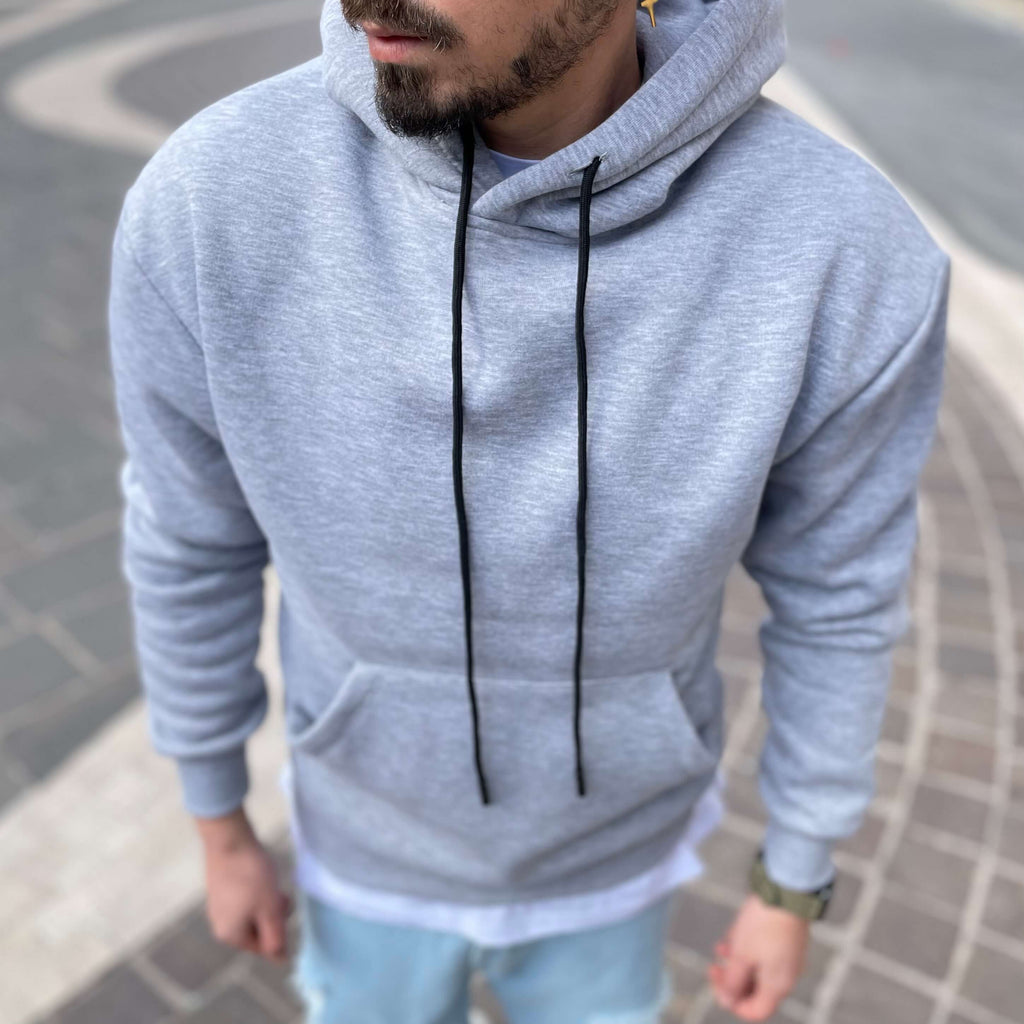 Felpa grigia basic con cappuccio - FLAG STORE