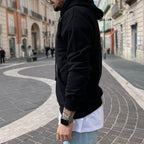 Felpa nera basic con cappuccio - FLAG STORE