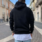Felpa nera basic con cappuccio - FLAG STORE