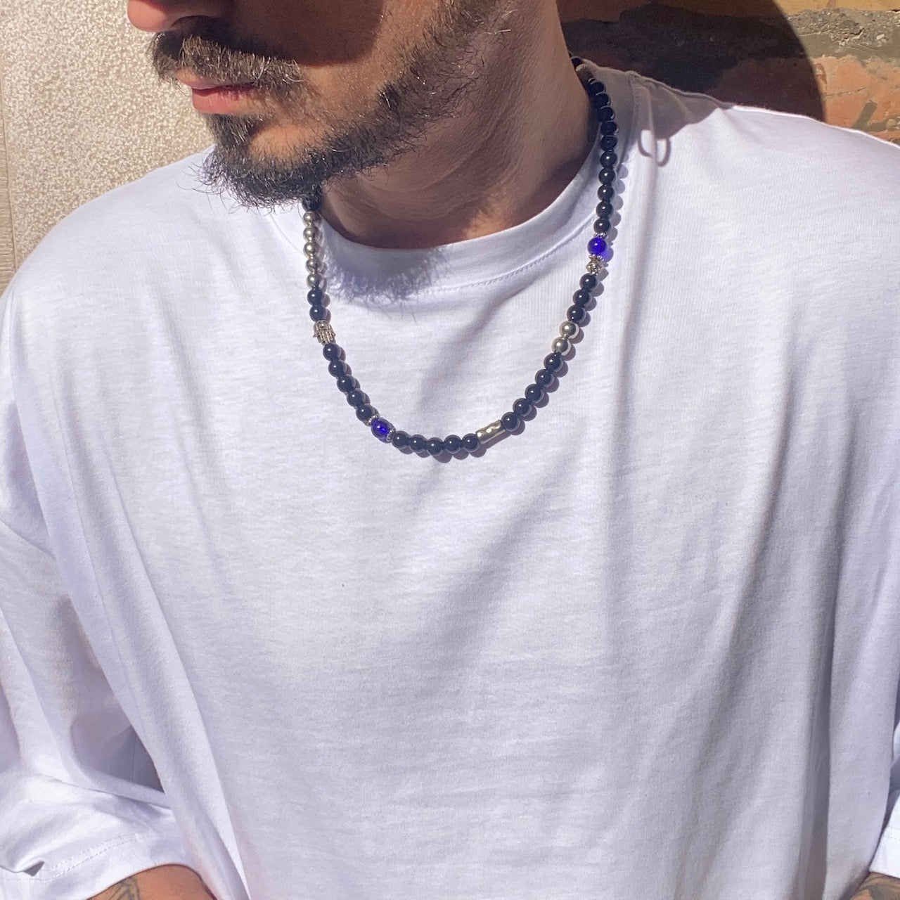 Collana perle nere e blu - FLAG STORE