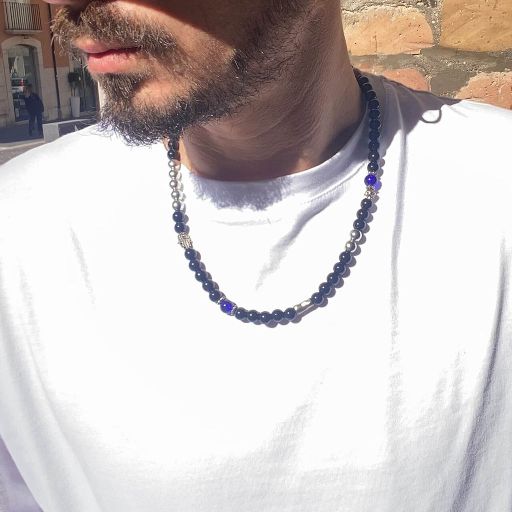 Collana perle nere e blu - FLAG STORE