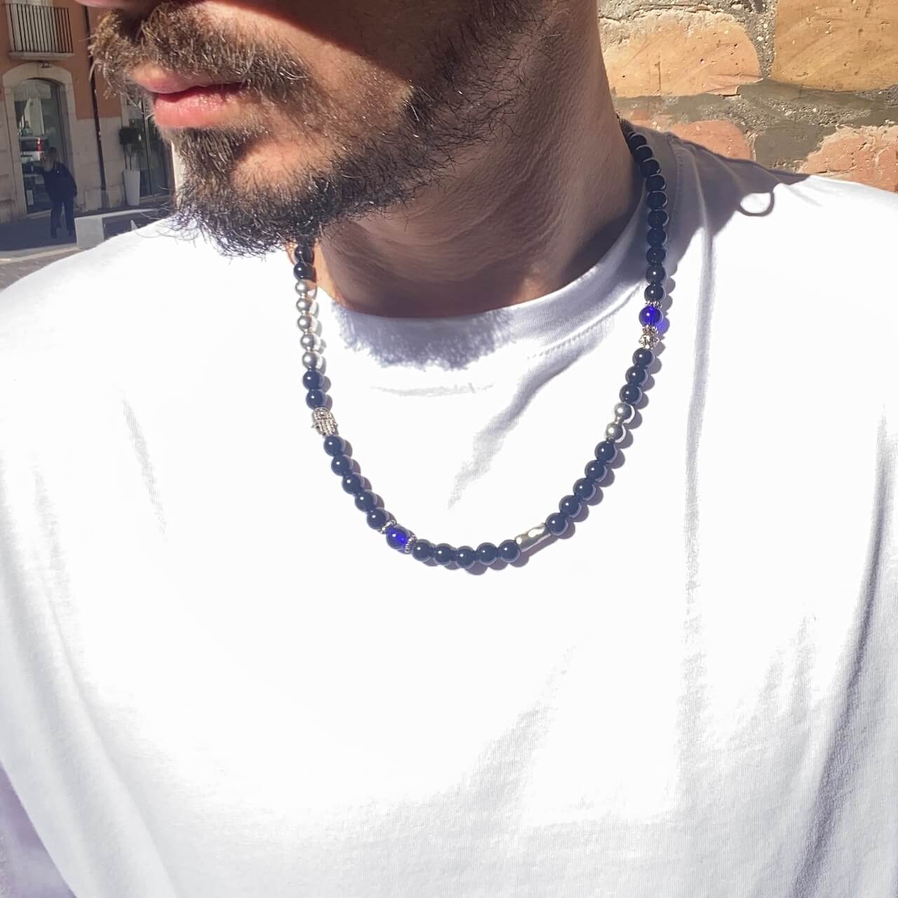 Collana perle nere e blu - FLAG STORE