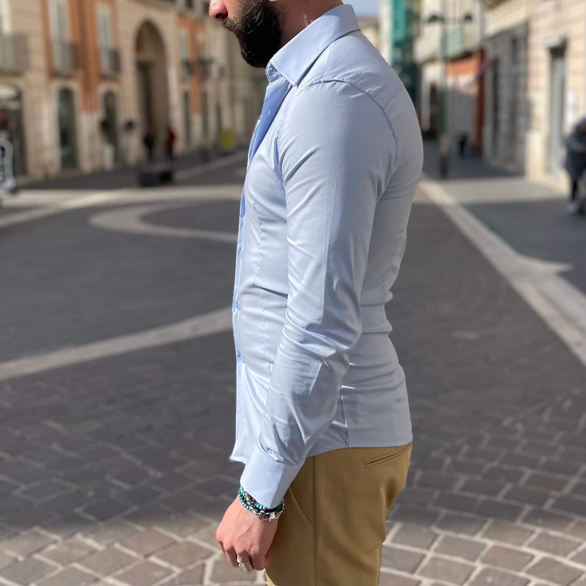 Camicia azzurra slim fit - FLAG STORE