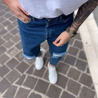Thumbnail for Jeans blu strappo alle ginocchia - FLAG STORE