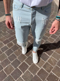 Thumbnail for Jeans chiaro 2.0 strappo alle ginocchia - FLAG STORE