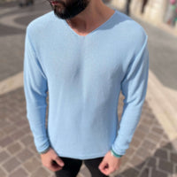 Thumbnail for Maglia Azzurra uncinetto scollo a V - FLAG STORE