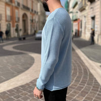 Thumbnail for Maglia Azzurra uncinetto scollo a V - FLAG STORE