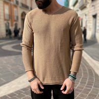 Thumbnail for Maglia Beige uncinetto scollo a V - FLAG STORE