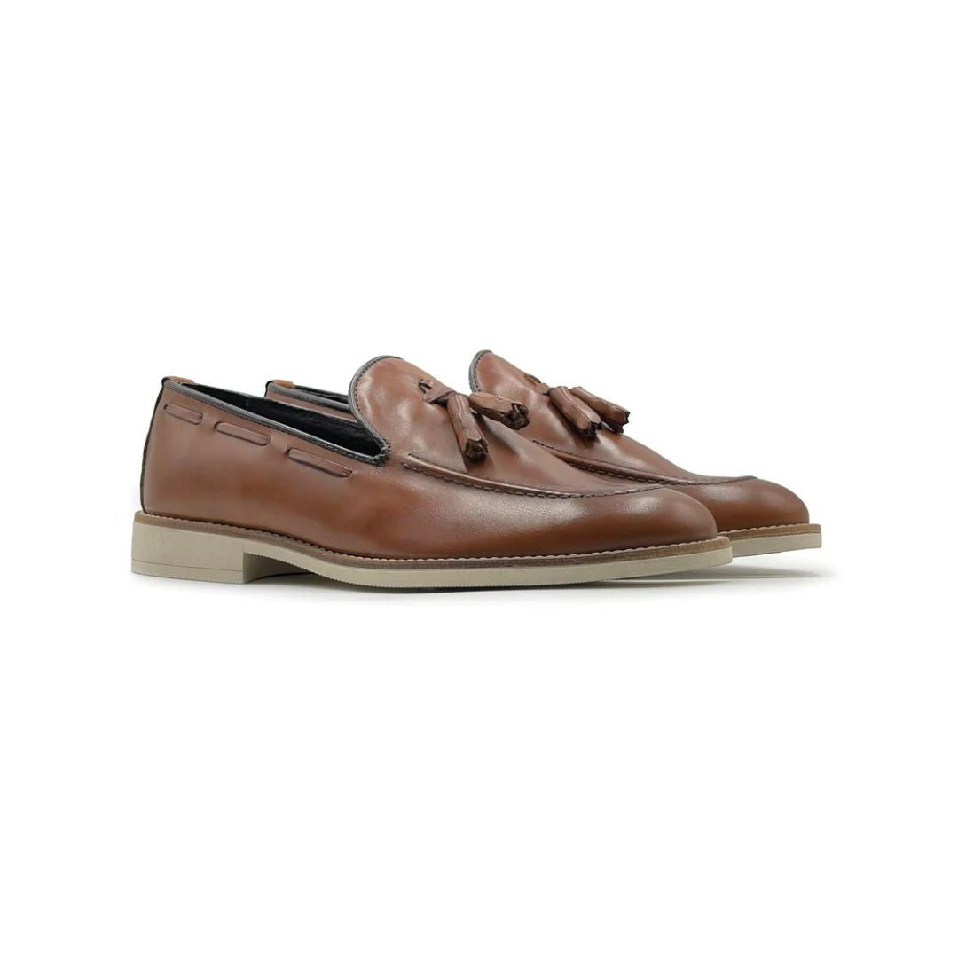 Mocassino Loafer con nappine Cuoio - FLAG STORE