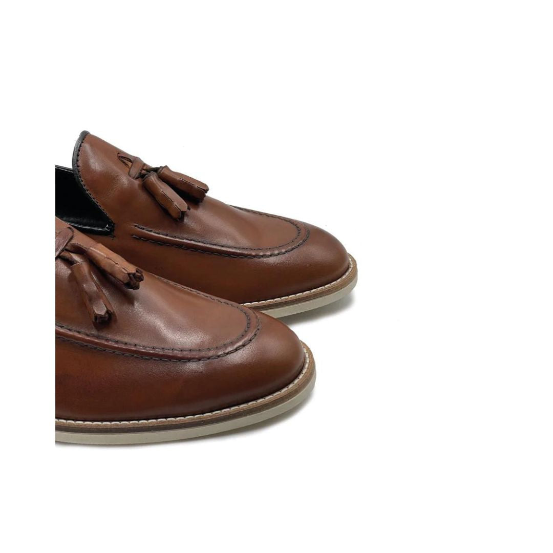 Mocassino Loafer con nappine Cuoio - FLAG STORE