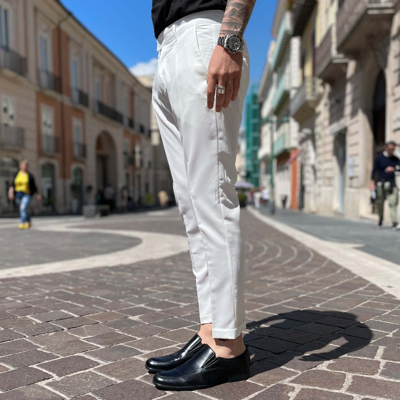 Pantalone Bianco con Bottone limited - FLAG STORE