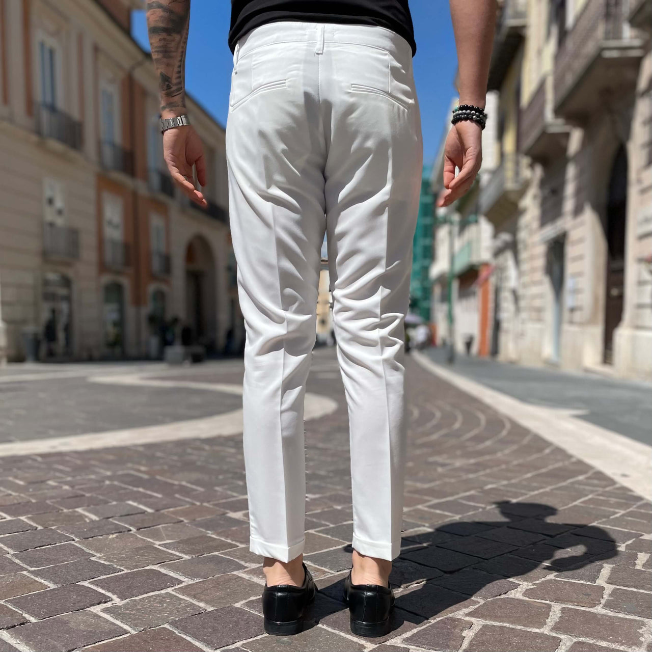 Pantalone Bianco con Bottone limited - FLAG STORE