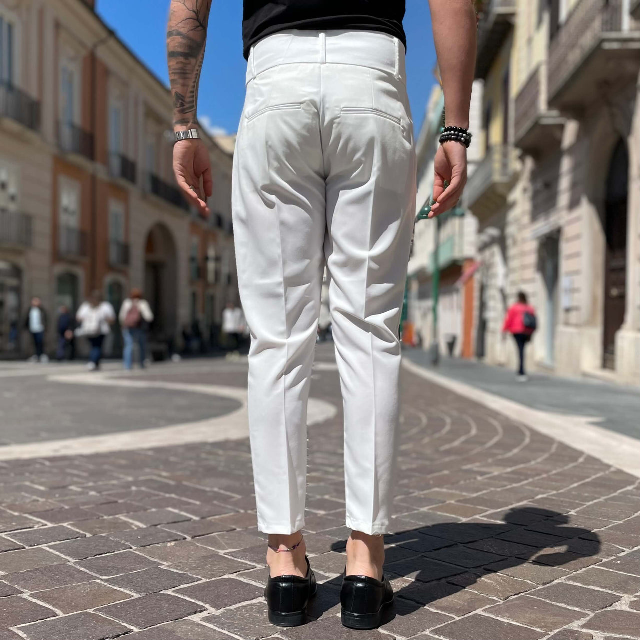 Pantalone Bianco con Doppio Bottone - FLAG STORE