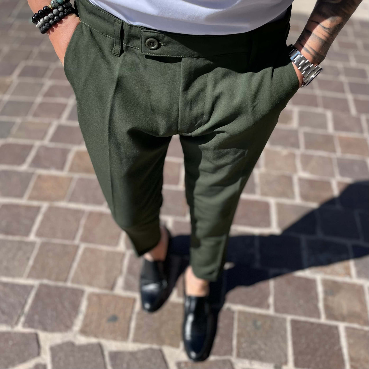 Pantalone Verde con Bottone limited - FLAG STORE