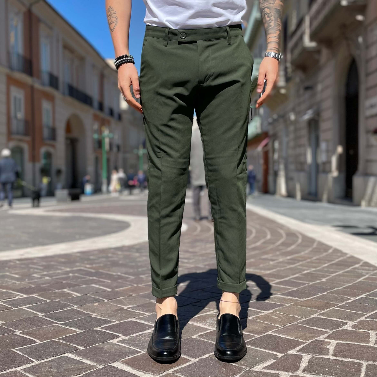 Pantalone Verde con Bottone limited - FLAG STORE