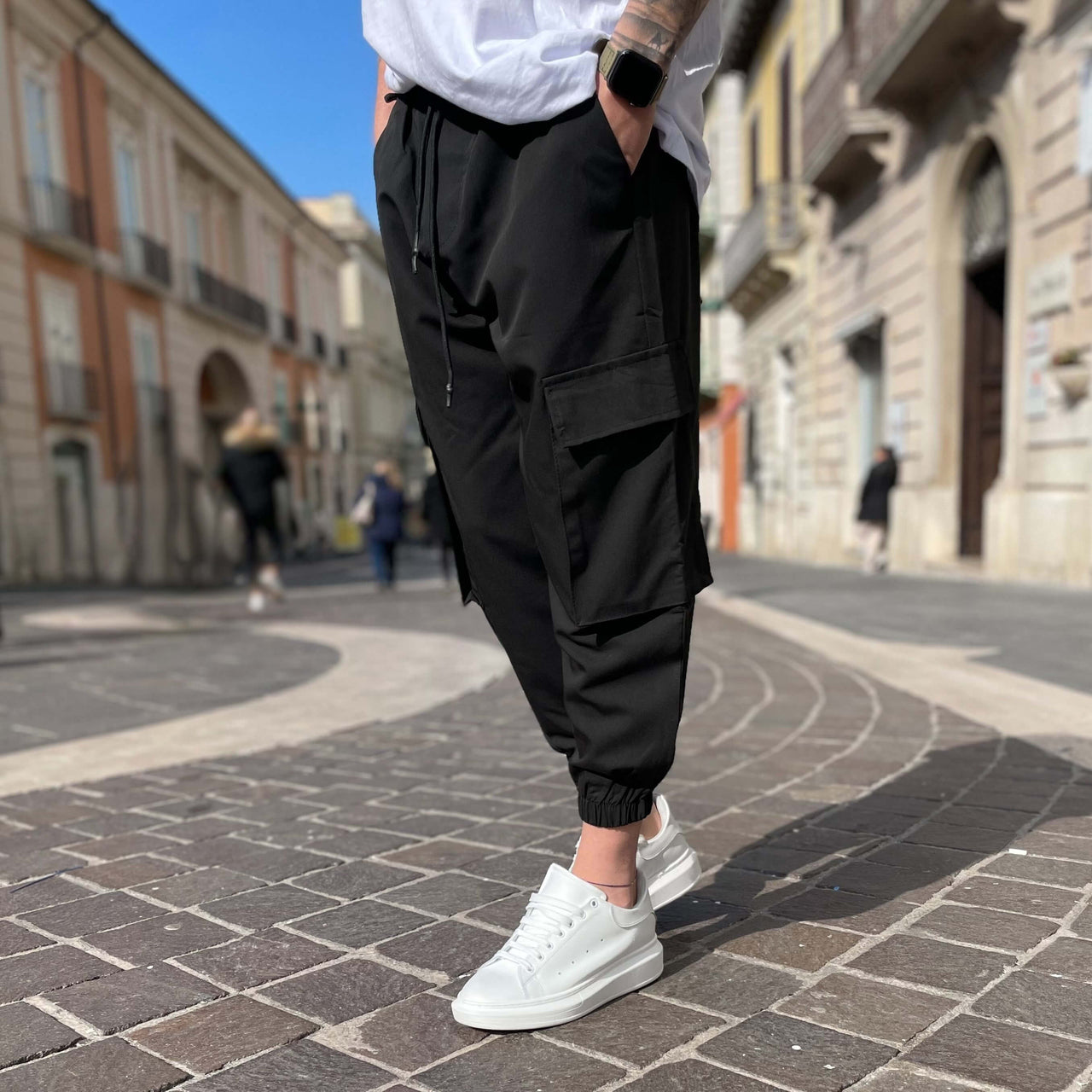 Pantaloni Cargo Jogger Oversize Uomo Cargo Jogger Neri Pantaloni