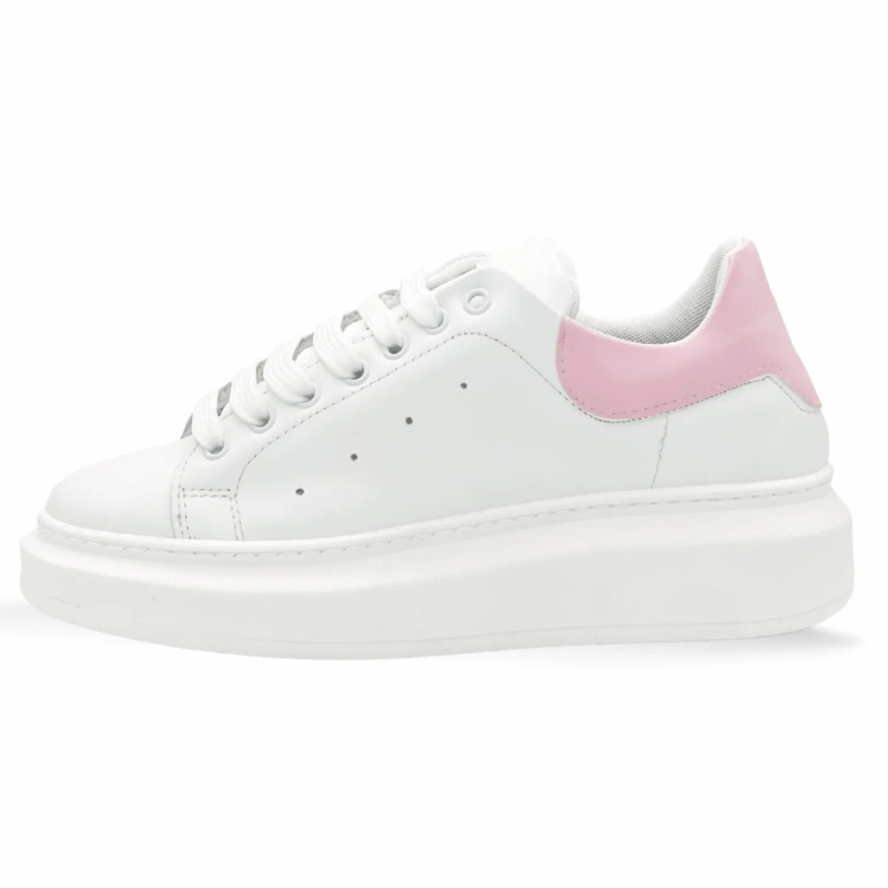 Sneakers bianche con riporto rosa in pelle con puntini - FLAG STORE