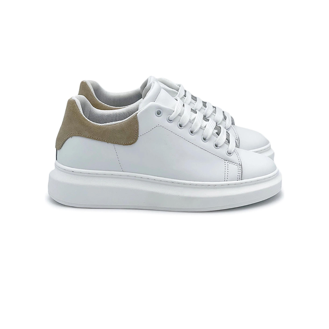Sneakers bianche in pelle con riporto beige FLAG STORE
