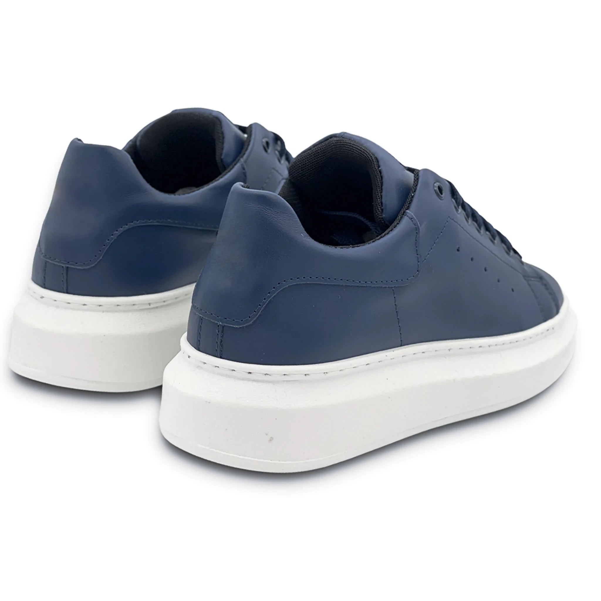 Sneakers blu in pelle con riporto blu - FLAG STORE