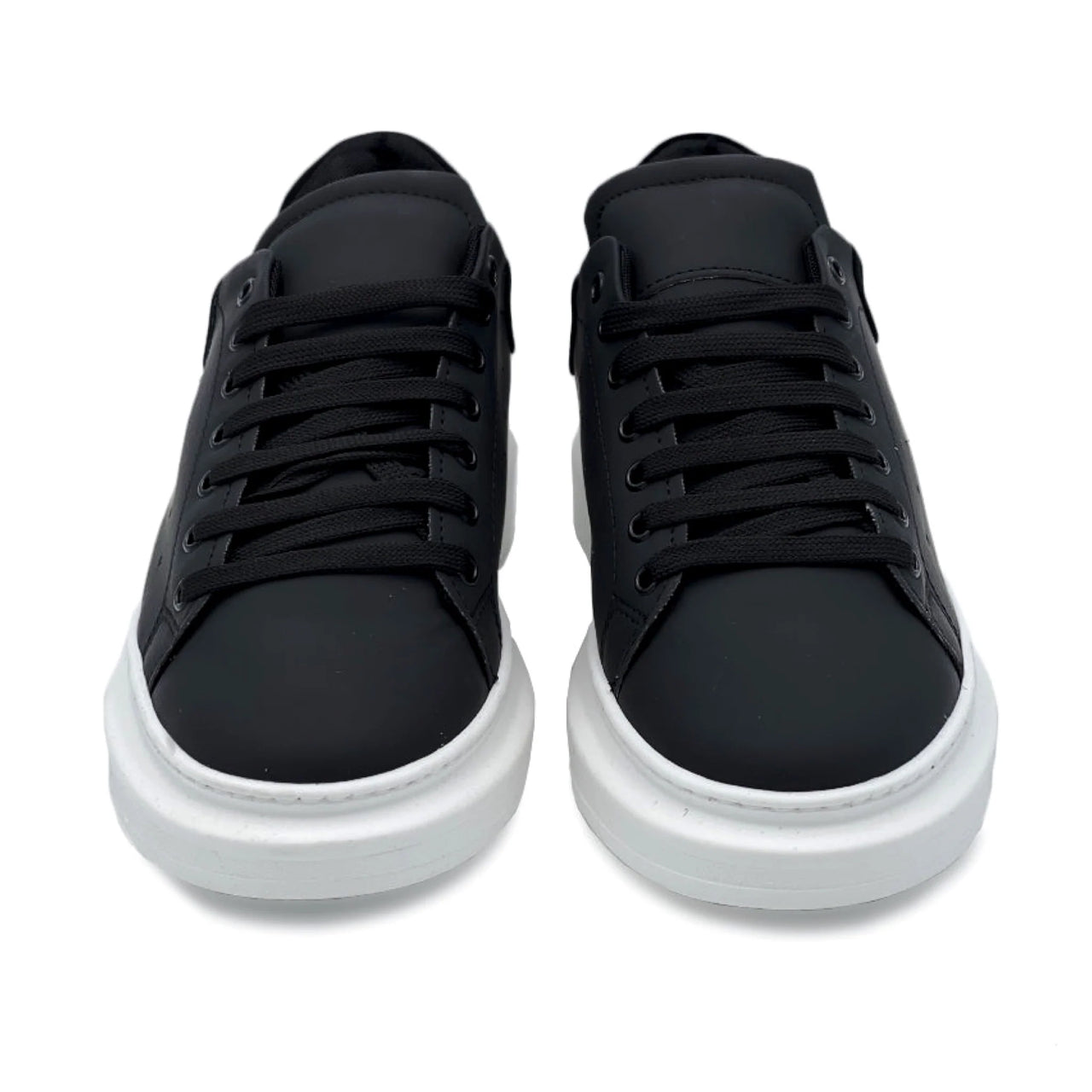 Sneakers nere in pelle con riporto nero camoscio - FLAG STORE
