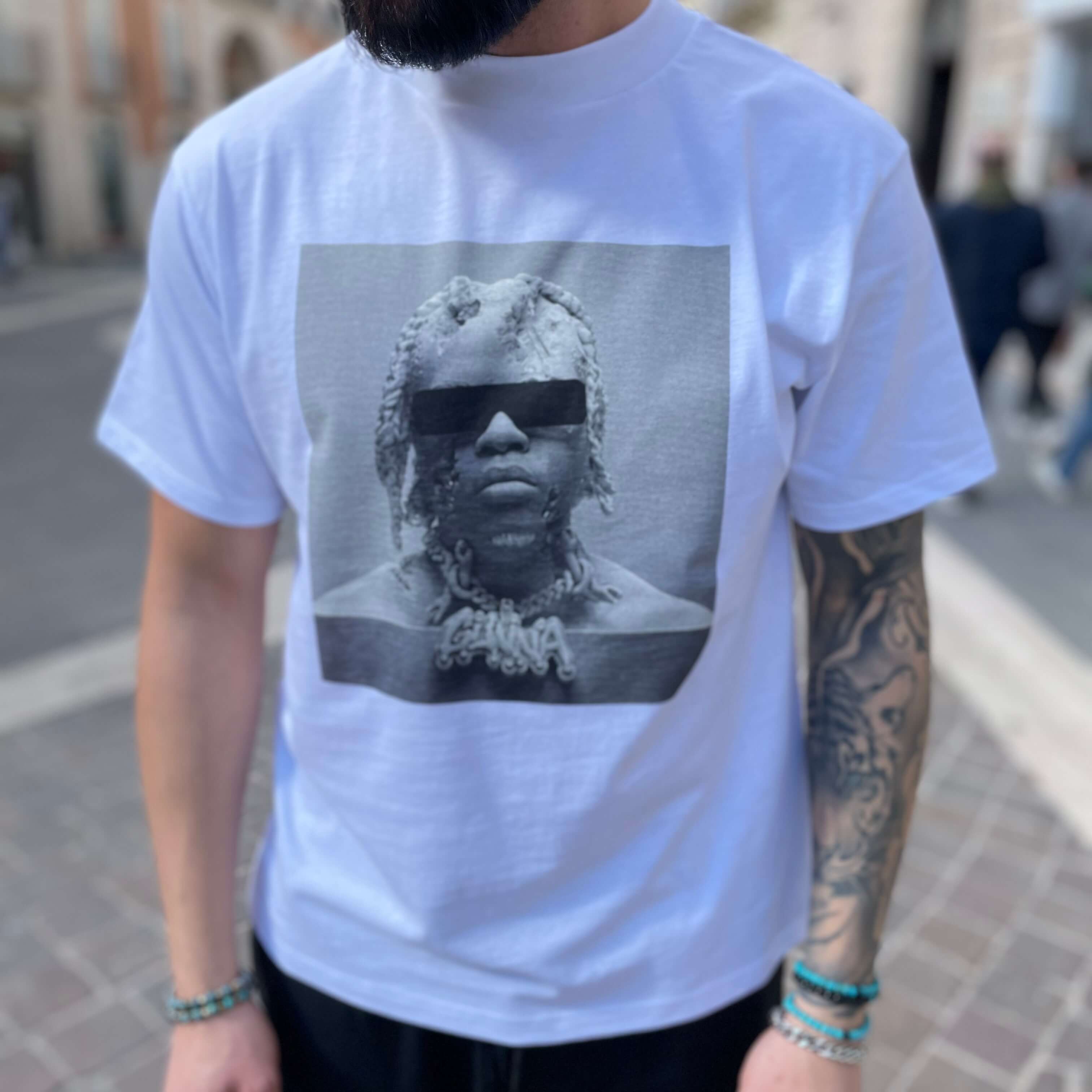 T-shirt Bianca stampa Gunna - FLAG STORE
