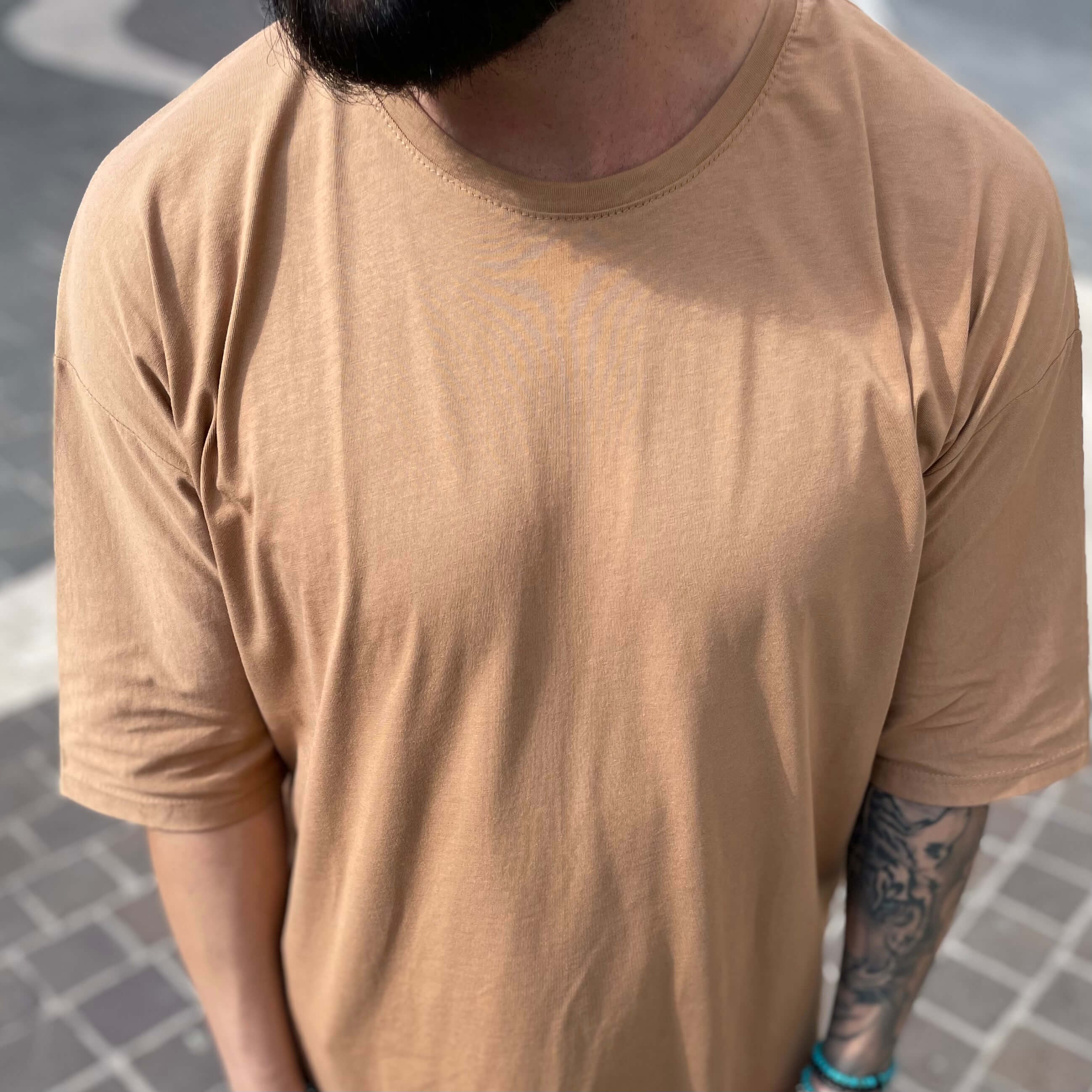 T-shirt beige manica gomito - FLAG STORE